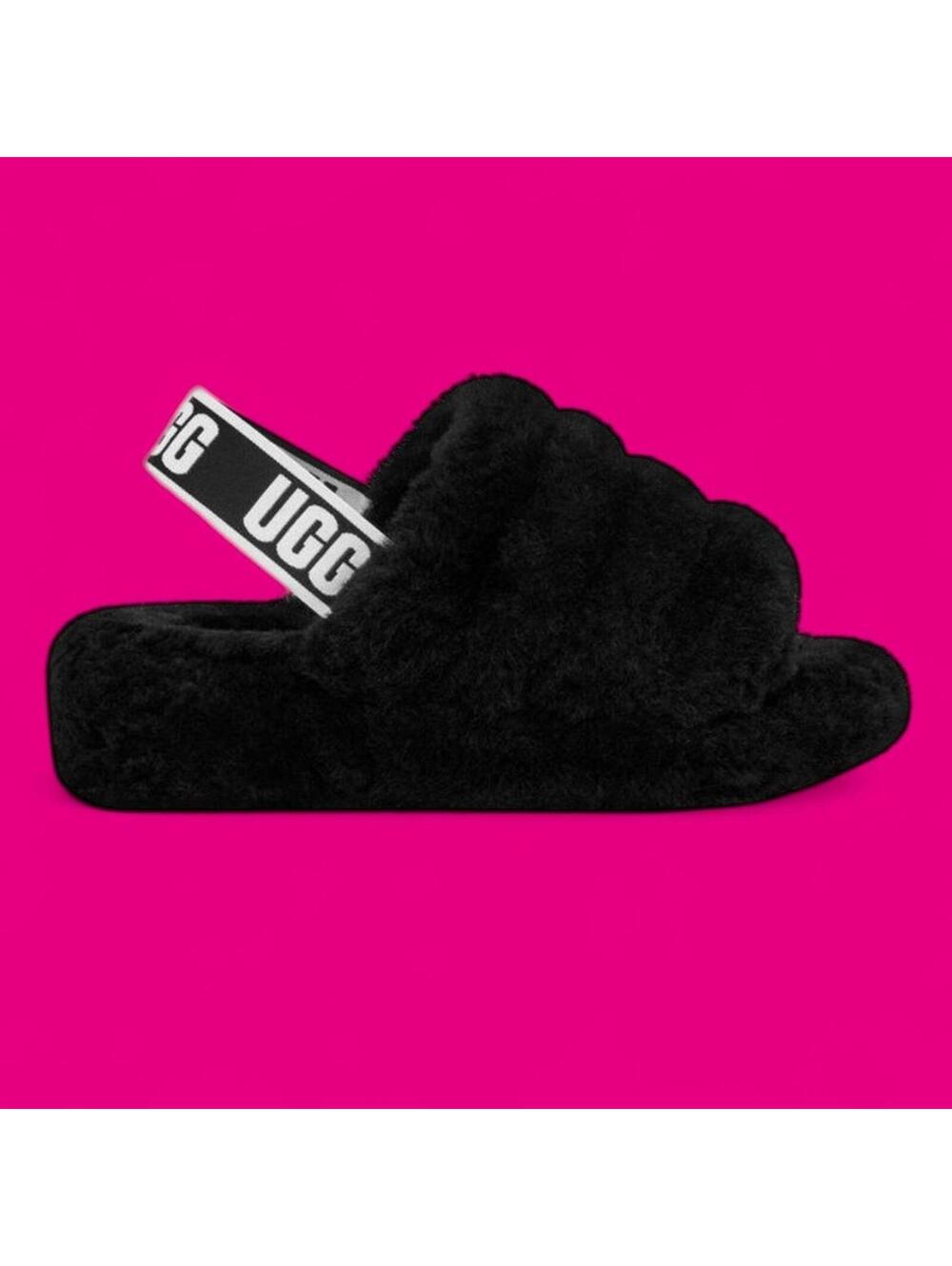 UGG authentic ugg fluff yeah slippers black
